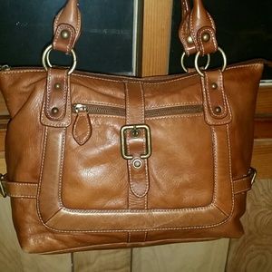 Cognac Leather Satchel Bag